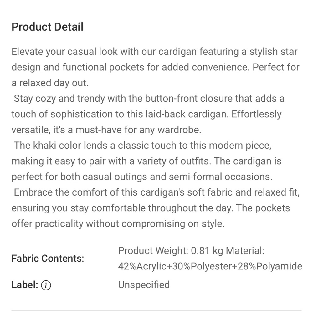 B058–(🚨 3 COLORS) Star Patterned Thick and Cozy Cardigan Sweater - Picture 7 of 7